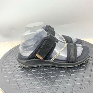 Merrell Terran 4 Slides Sandals Women Size 7 Shoes Black Leather Flip Flop